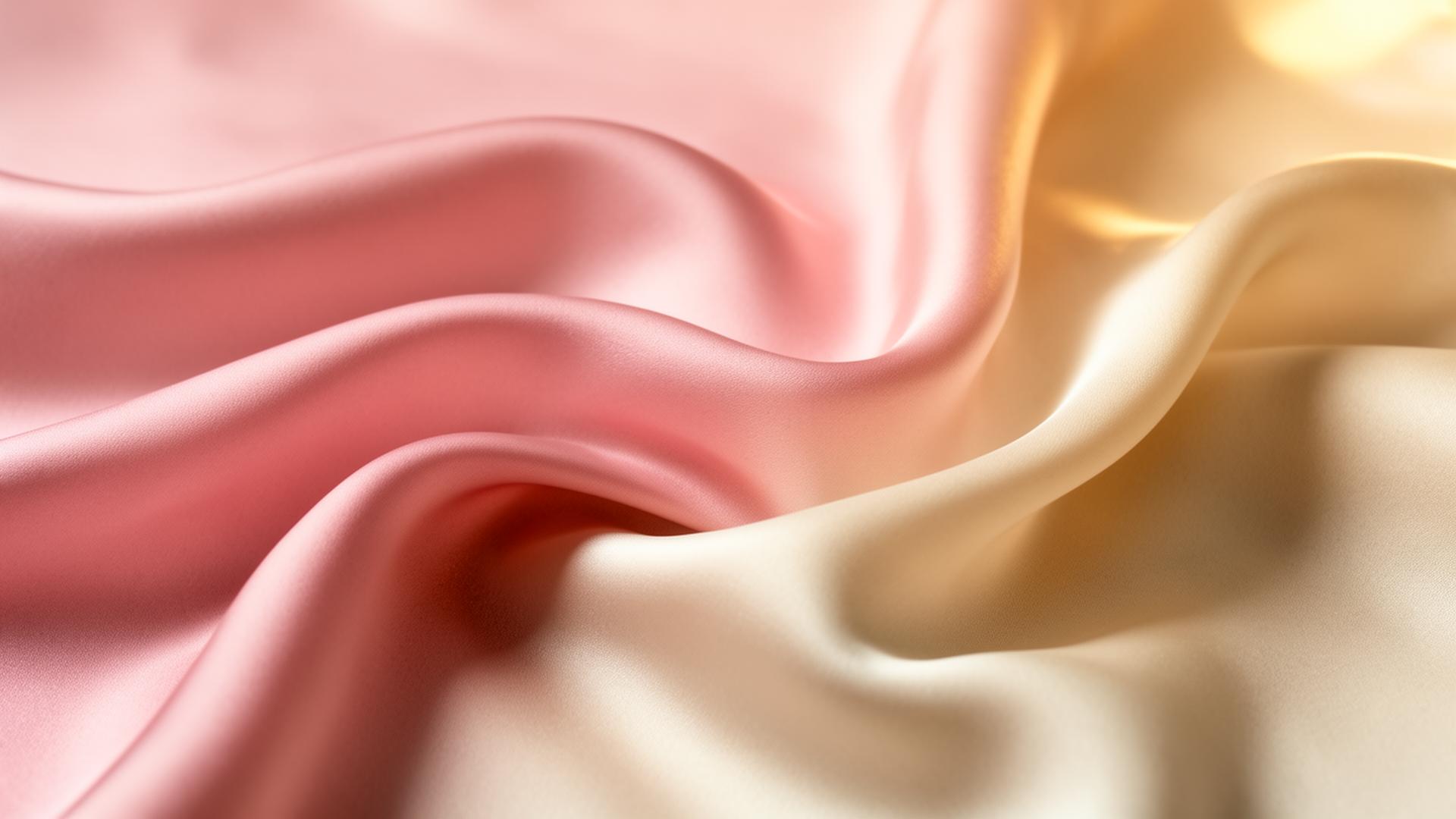 Soie rose poudré et beige doré